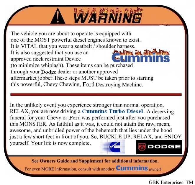 Cummins Warning